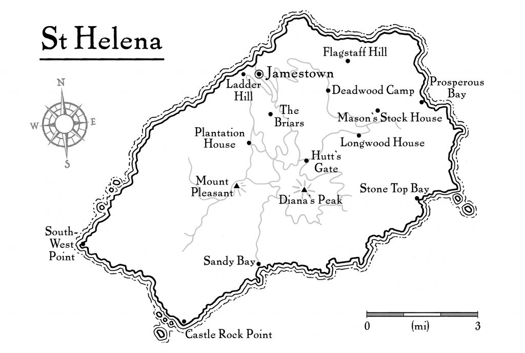 Napoleon on St Helena map of St Helena