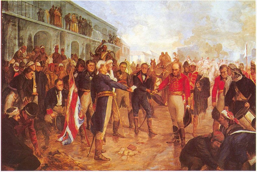 The British surrender after the invasion of Beunos Aires